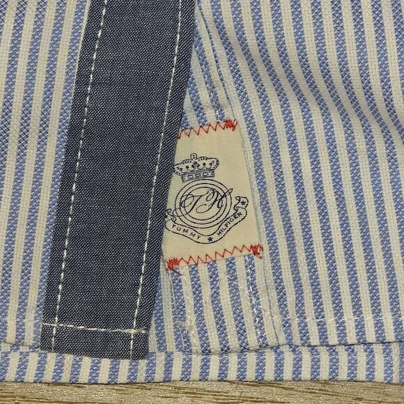 Tommy Hilfiger Men’s XL Striped Button Shirt Paisley Collar Cuffs Elbow Patch - Picture 3 of 7